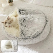 Soft Plush Round Cat Bed Warm Comfortable