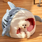 Warm Cat Beds Cartoon Shark Pet Cave Bed