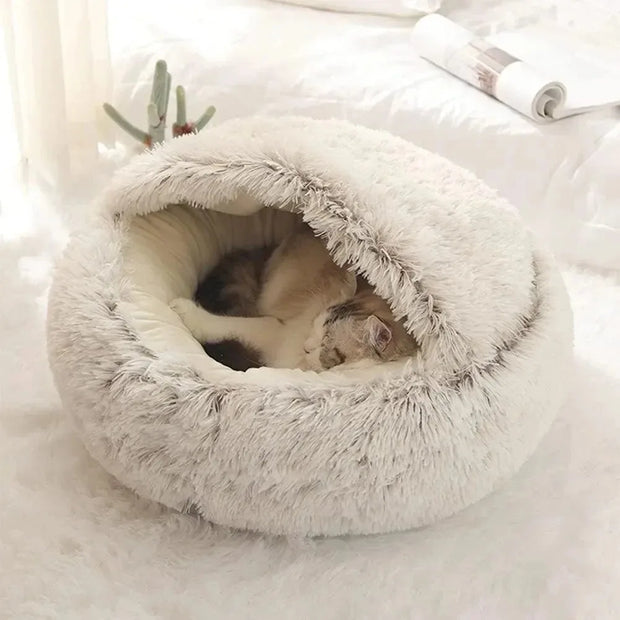 Soft Plush Round Cat Bed Warm Comfortable