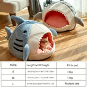 Warm Cat Beds Cartoon Shark Pet Cave Bed