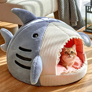 Warm Cat Beds Cartoon Shark Pet Cave Bed