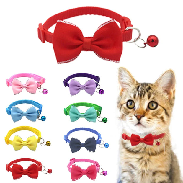 Pet Breakaway Cat Collar Bow Tie Bell